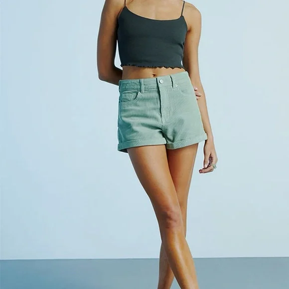 PacSun Women's Sage Green Corduroy Mom Shorts - Picture 1 of 5